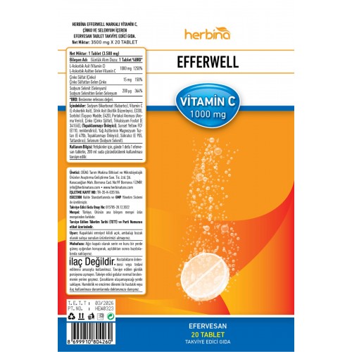 Herbina Efferwell Vitamin C 1000 mg 20 Tablet